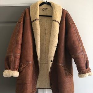 Vintage real nappa sheepskin shearling coat